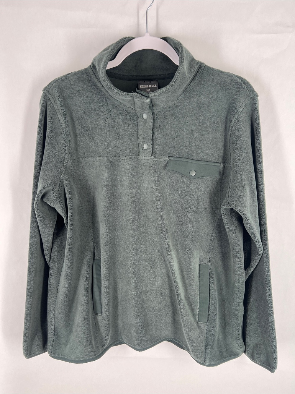 Green Snap-Placket‎ Fleece Pullover